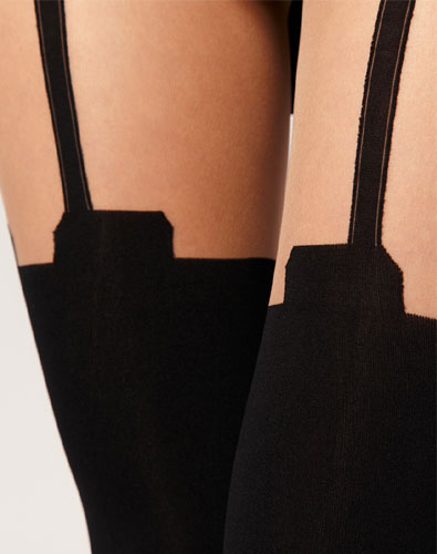 Sexy black mock suspenderstocking